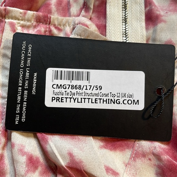 NWT , PLT , Fuchsia Tie Dye Structured Corset Top - Picture 3 of 3